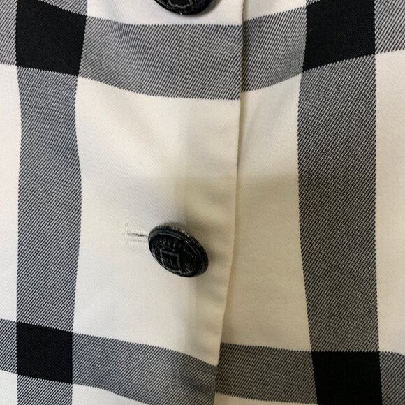 Karl Lagerfeld Paris, Ivory/Black Plaid Long Sleeve Jacket in Women's Size 4 - Picture 8 of 9